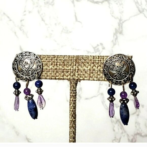 925 Silver Southwestern Style Beaded Earrings - Picture 1 of 5